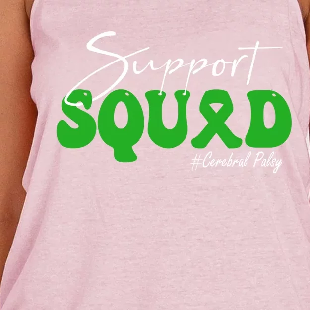 Support Squad Cerebral Palsy Awareness Green Ribbon Cute Gift Women's Knotted Racerback Tank