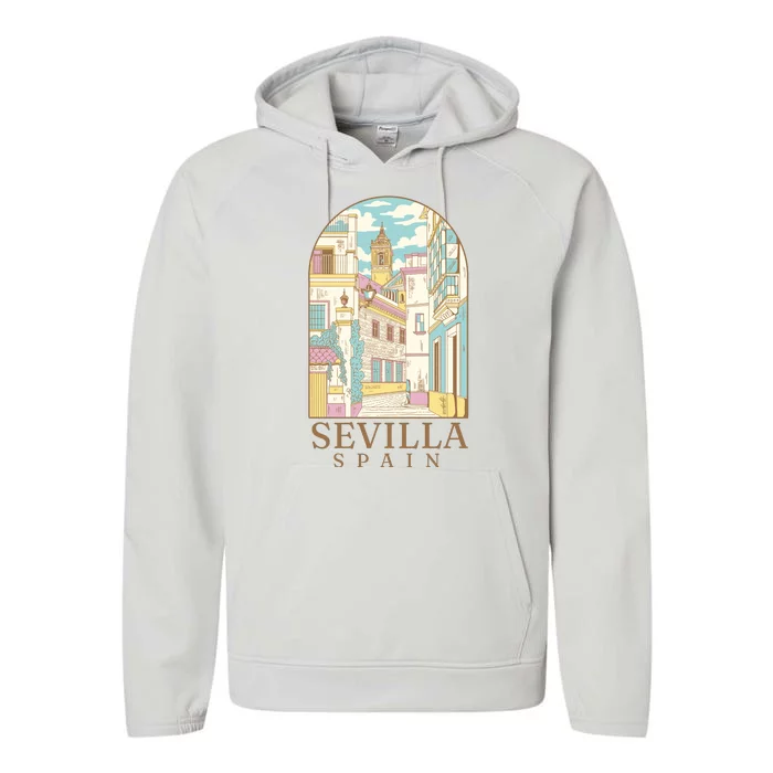 Sevilla Spain City Performance Fleece Hoodie