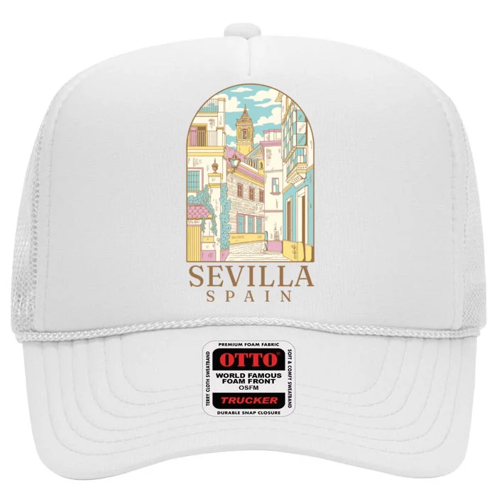 Sevilla Spain City High Crown Mesh Trucker Hat