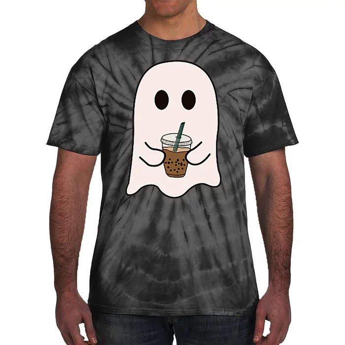 Spooky Season Cute Little Ghost Ice Coffee Halloween Costume Tie-Dye T-Shirt