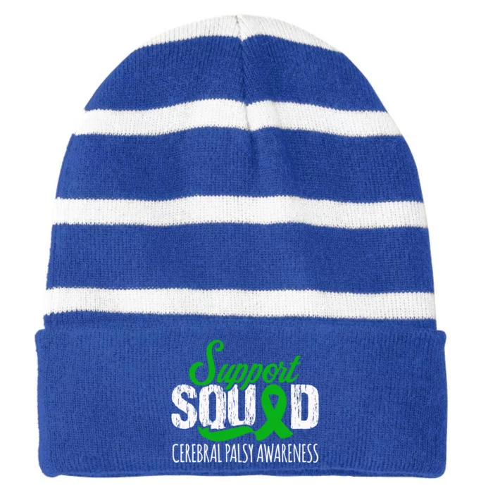 Support Squad Cerebral Palsy Awareness Green Ribbon Cute Gift Striped Beanie with Solid Band