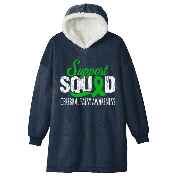 Support Squad Cerebral Palsy Awareness Green Ribbon Cute Gift Hooded Wearable Blanket