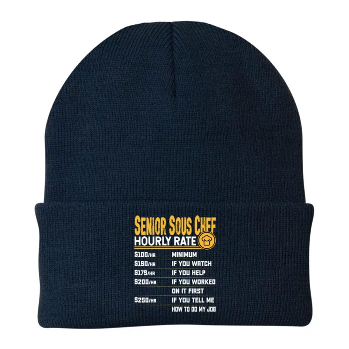 Senior Sous Chef Hourly Rate Funny Senior Sous Cook Culinary Gift Knit Cap Winter Beanie