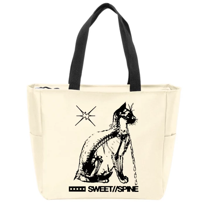 Sweet Spine Cat Zip Tote Bag