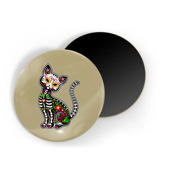 Sugar Skull Cat Cute Dia De Los Muertos Funny Mexican Gift Magnet