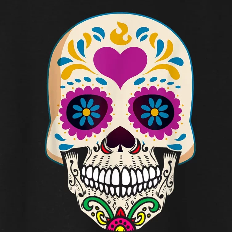 Sugar Skull Calavera Day Of The Dead Dia De Los Muertos Women's Crop Top Tee