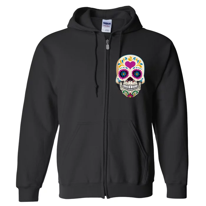 Sugar Skull Calavera Day Of The Dead Dia De Los Muertos Full Zip Hoodie