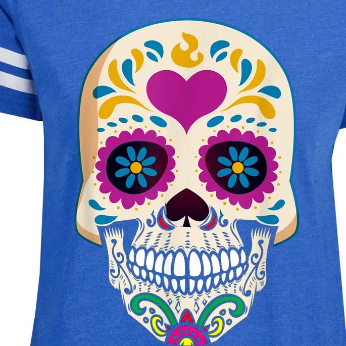 Sugar Skull Calavera Day Of The Dead Dia De Los Muertos Enza Ladies Jersey Football T-Shirt