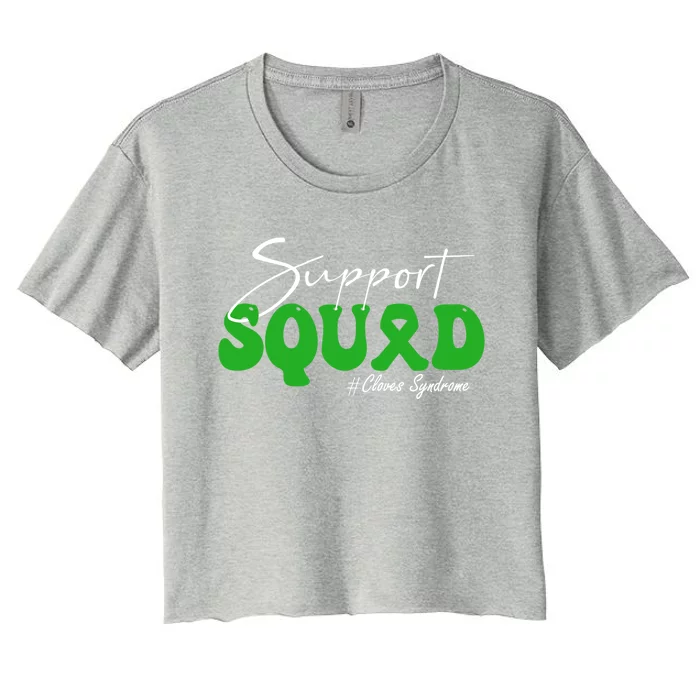 Support Squad Cloves Syndrome Awareness Gift Green Ribbon Cool Gift Women's Crop Top Tee