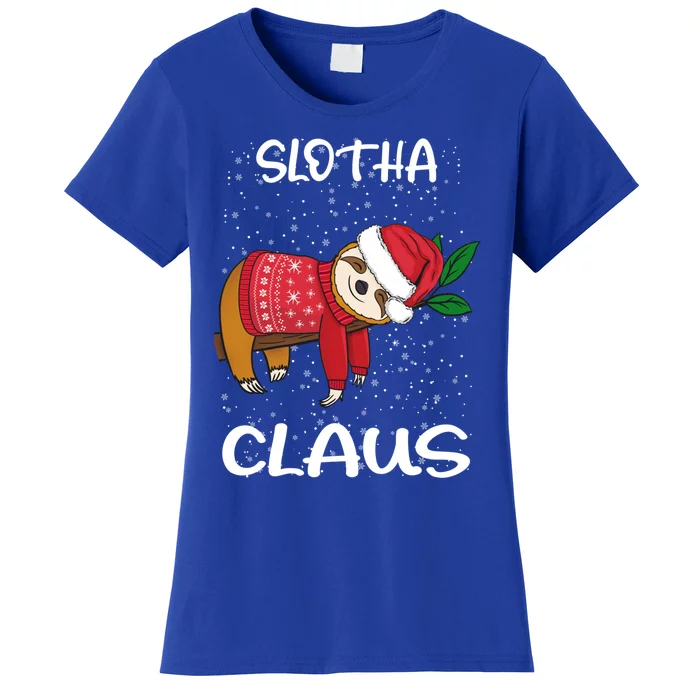 Sloth Santa Claus Merry Slothmas Santa Sloth Slotha Claus Cute Gift Women's T-Shirt