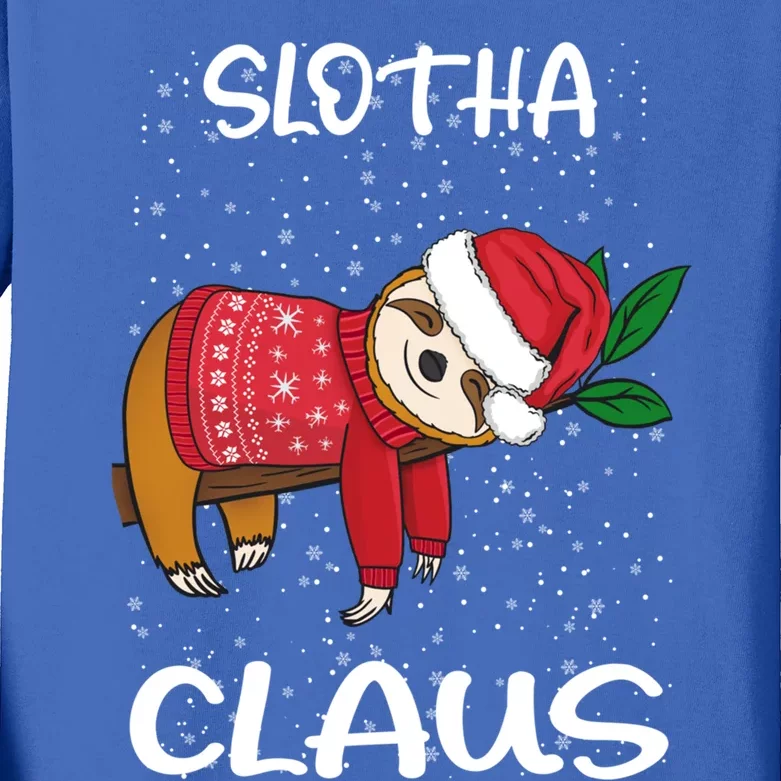 Sloth Santa Claus Merry Slothmas Santa Sloth Slotha Claus Cute Gift Kids Long Sleeve Shirt