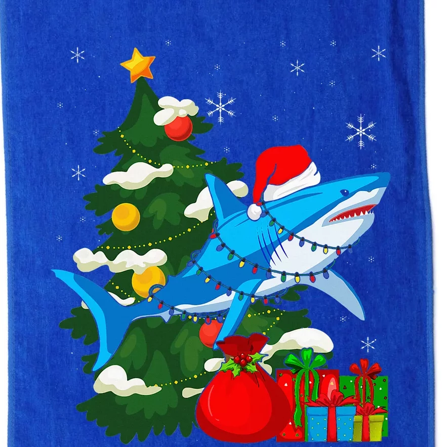 Santa Shark Christmas Lights Sharkmas Tree Xmas Platinum Collection Golf Towel