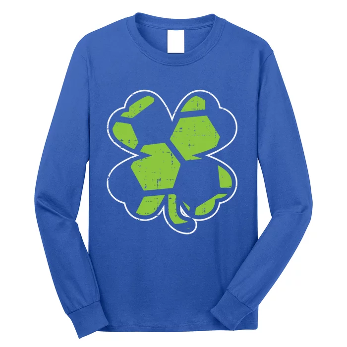 Soccer Shamrock Clover St Patricks Day Football Sports Gift Funny Gift Long Sleeve Shirt