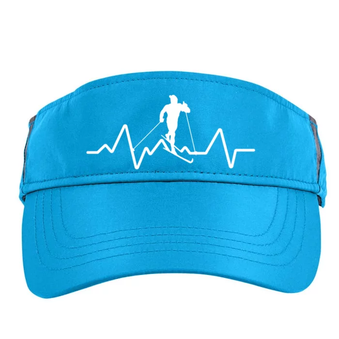 Skiing Skiers Cute Gift Ski Skier Heartbeat For Skiing Bum Great Gift Adult Drive Performance Visor