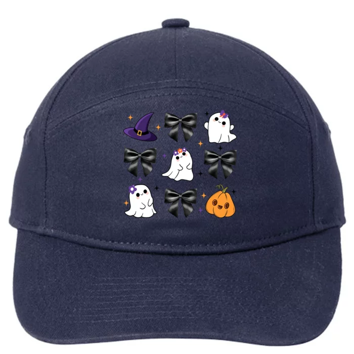 Spooky Season Cute Boo Ghost Coquette Halloween 7-Panel Snapback Hat