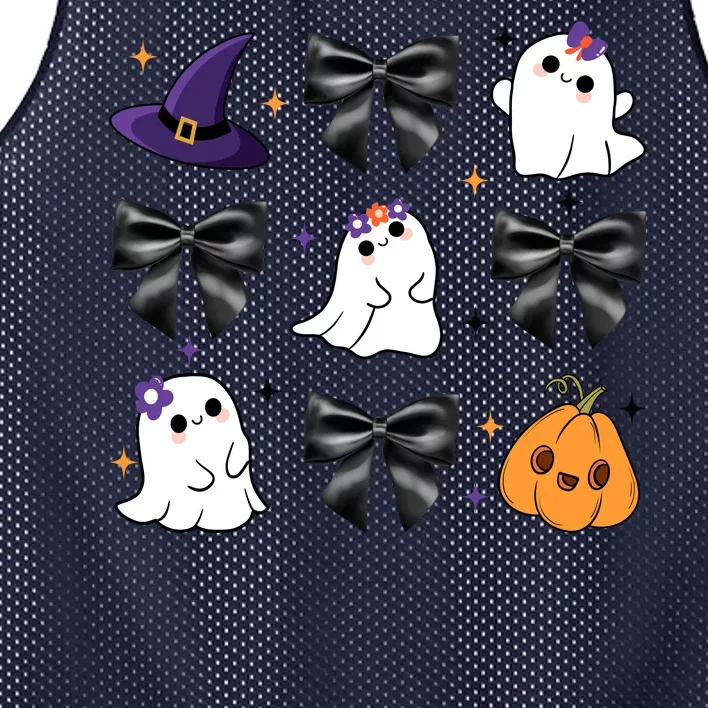 Spooky Season Cute Boo Ghost Coquette Halloween Mesh Reversible Basketball Jersey Tank