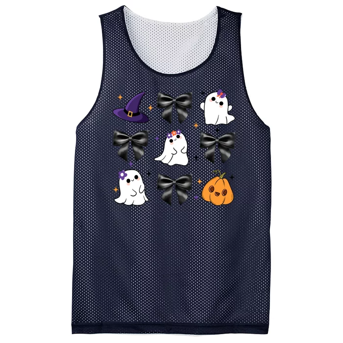 Spooky Season Cute Boo Ghost Coquette Halloween Mesh Reversible Basketball Jersey Tank