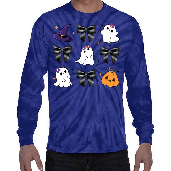 Spooky Season Cute Boo Ghost Coquette Halloween Tie-Dye Long Sleeve Shirt