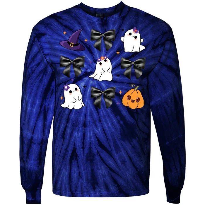 Spooky Season Cute Boo Ghost Coquette Halloween Tie-Dye Long Sleeve Shirt