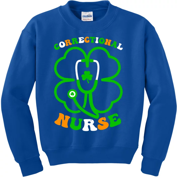 Shamrock Stethoscope Correctional Nurse St Patricks Day Gift Kids Sweatshirt