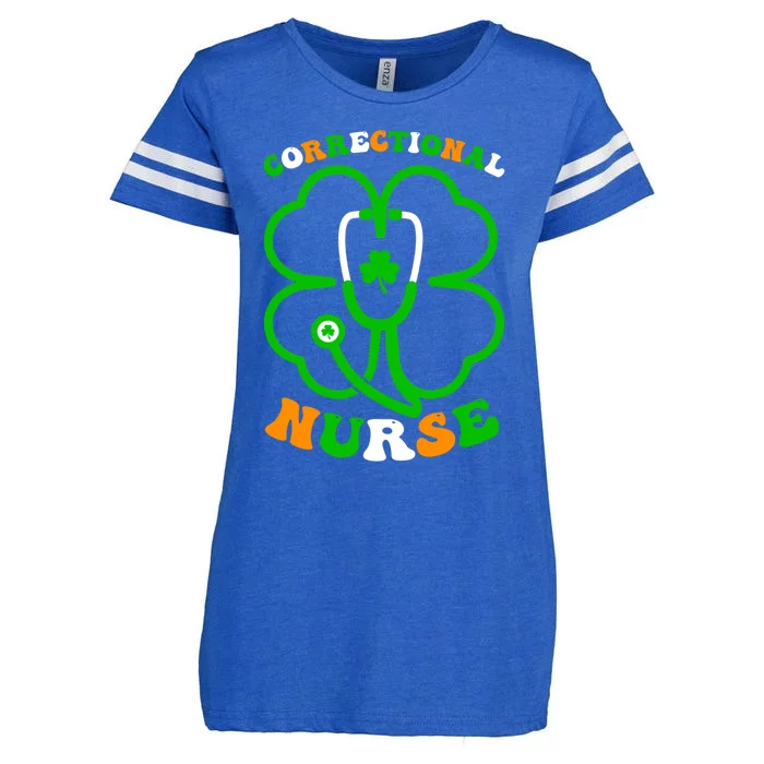 Shamrock Stethoscope Correctional Nurse St Patricks Day Gift Enza Ladies Jersey Football T-Shirt