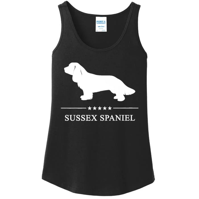 Sussex Spaniel Dog White Silhouette Premium Ladies Essential Tank