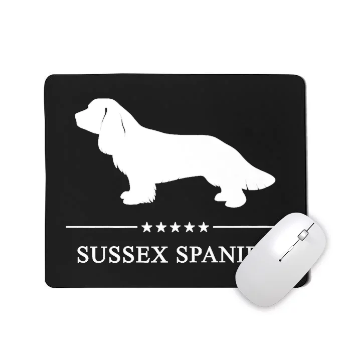 Sussex Spaniel Dog White Silhouette Premium Mousepad