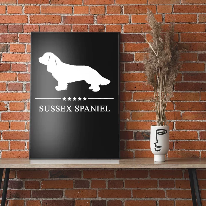 Sussex Spaniel Dog White Silhouette Premium Poster