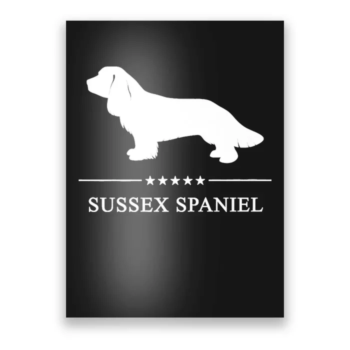 Sussex Spaniel Dog White Silhouette Premium Poster