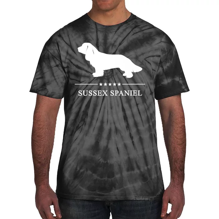 Sussex Spaniel Dog White Silhouette Premium Tie-Dye T-Shirt