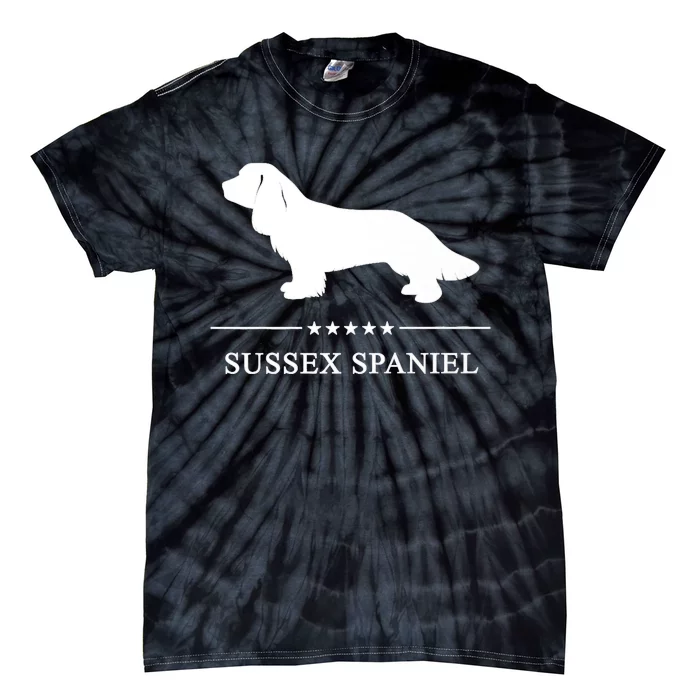 Sussex Spaniel Dog White Silhouette Premium Tie-Dye T-Shirt