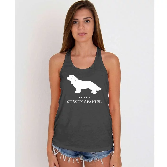 Sussex Spaniel Dog White Silhouette Premium Women's Knotted Racerback Tank