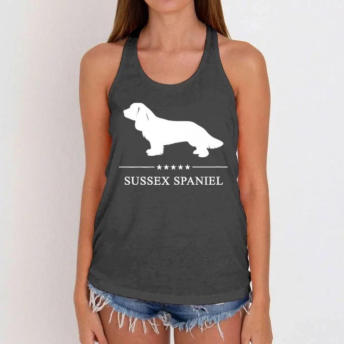 Sussex Spaniel Dog White Silhouette Premium Women's Knotted Racerback Tank