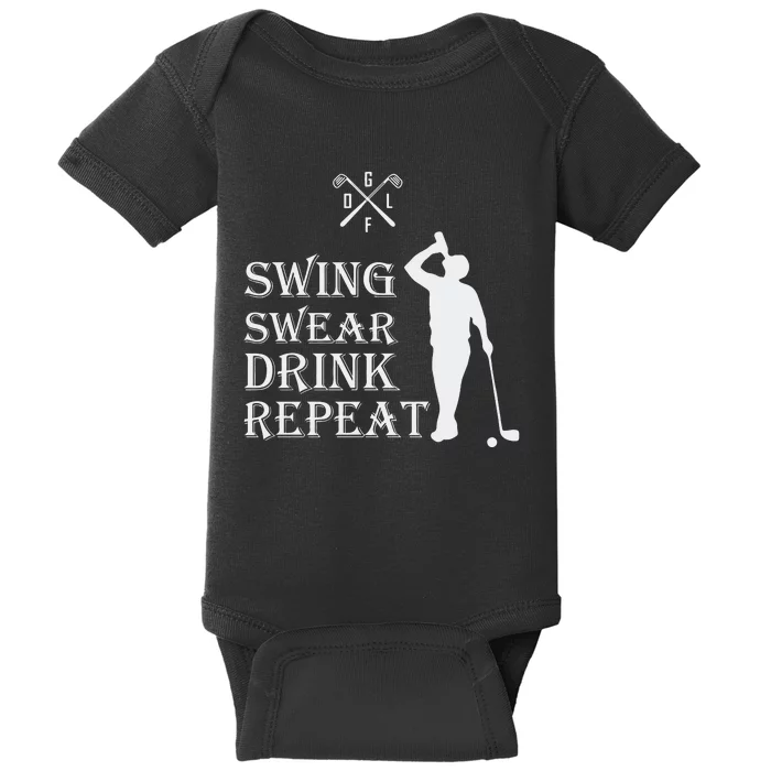 Swing Swear Drink Repeat Golf Baby Bodysuit