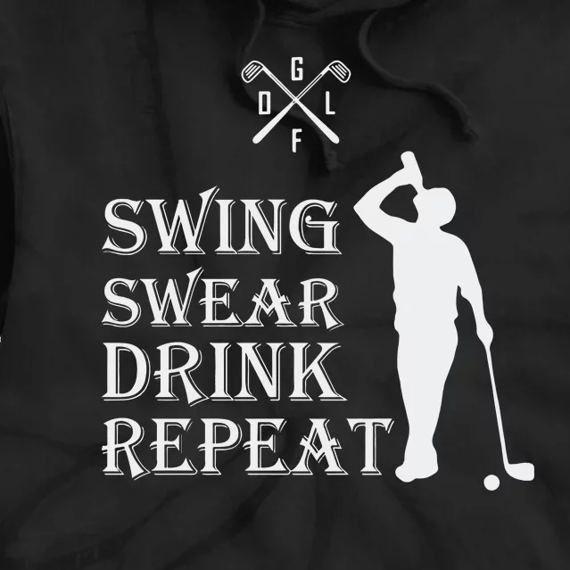 Swing Swear Drink Repeat Golf Tie Dye Hoodie