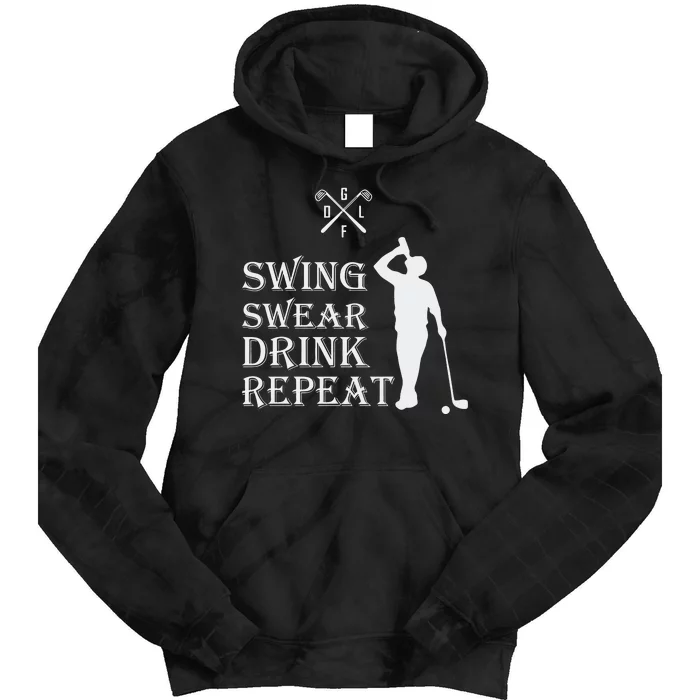 Swing Swear Drink Repeat Golf Tie Dye Hoodie