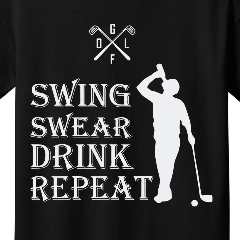 Swing Swear Drink Repeat Golf Kids T-Shirt