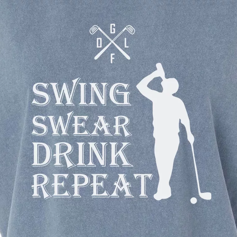 Swing Swear Drink Repeat Golf Garment-Dyed Women's Muscle Tee