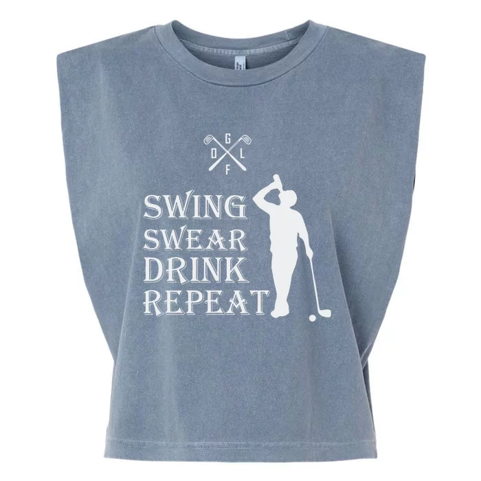 Swing Swear Drink Repeat Golf Garment-Dyed Women's Muscle Tee