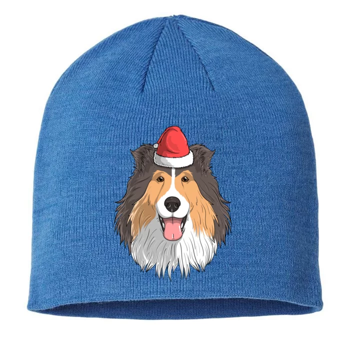 Shetland Sheepdog Dog Santa Claus Christmas Xmeaningful Giftmas Holiday Cool Gif 8 1/2in Sustainable Knit Beanie