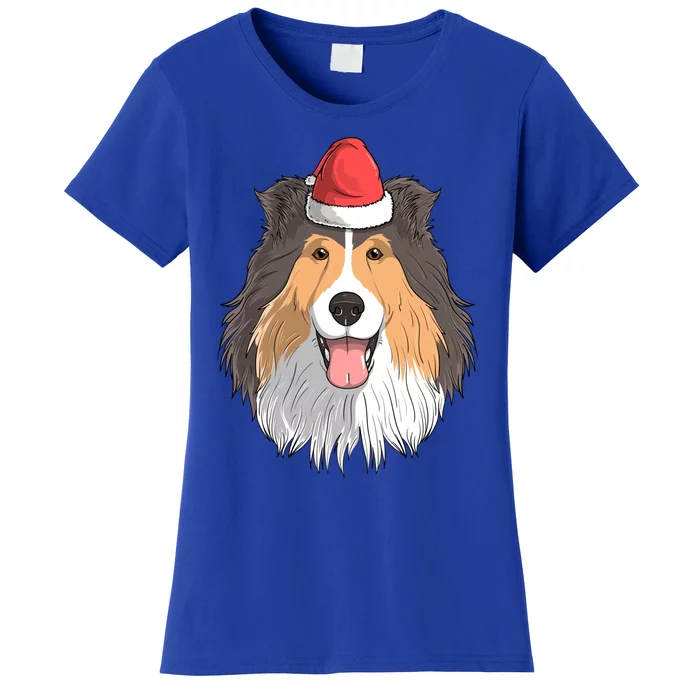 Shetland Sheepdog Dog Santa Claus Christmas Xmeaningful Giftmas Holiday Cool Gif Women's T-Shirt