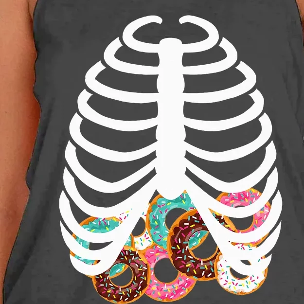 Spooky Skeleton Donut Costume for Halloween Festivities Women's Knotted Racerback Tank