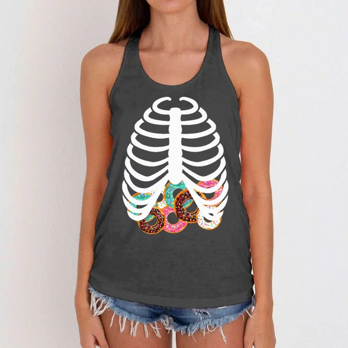 Spooky Skeleton Donut Costume for Halloween Festivities Women's Knotted Racerback Tank