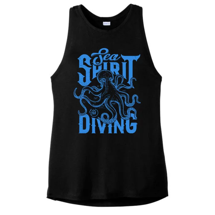 Sea Spirit Diving Funny Fishing Poster Ladies Tri-Blend Wicking Tank