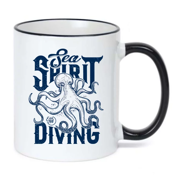 Sea Spirit Diving Funny Fishing Poster Black Color Changing Mug