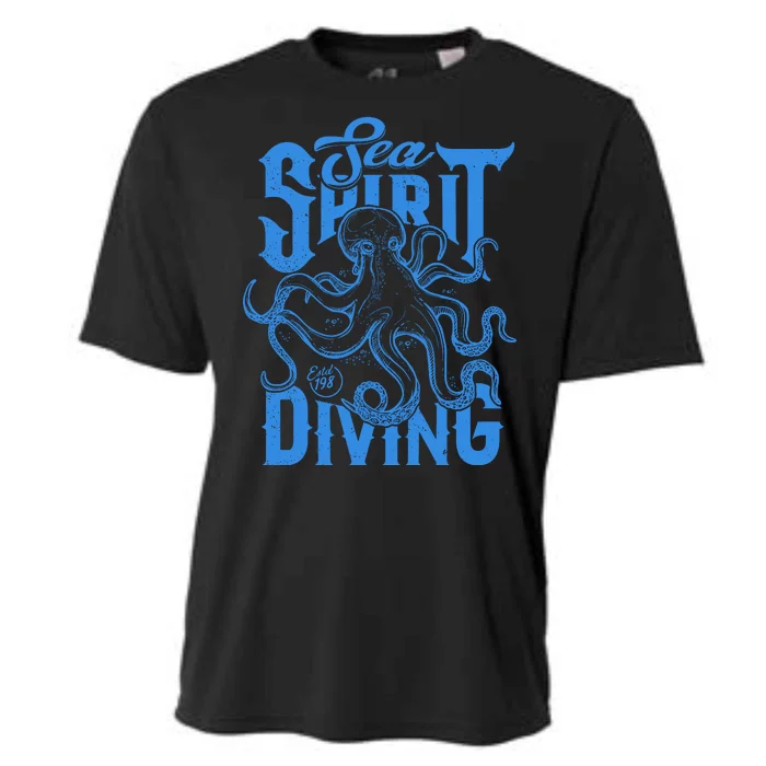 Sea Spirit Diving Funny Fishing Poster Cooling Performance Crew T-Shirt