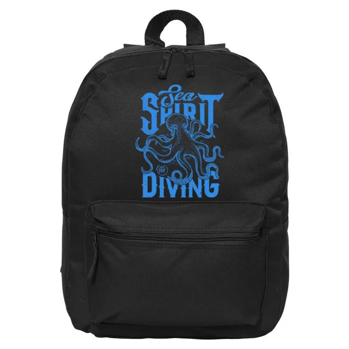 Sea Spirit Diving Funny Fishing Poster 16 in Basic Backpack