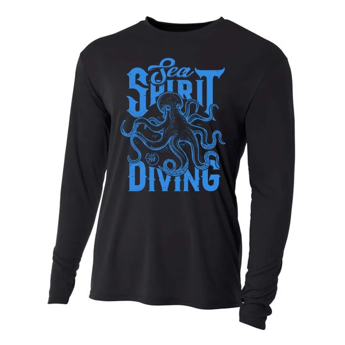 Sea Spirit Diving Funny Fishing Poster Cooling Performance Long Sleeve Crew