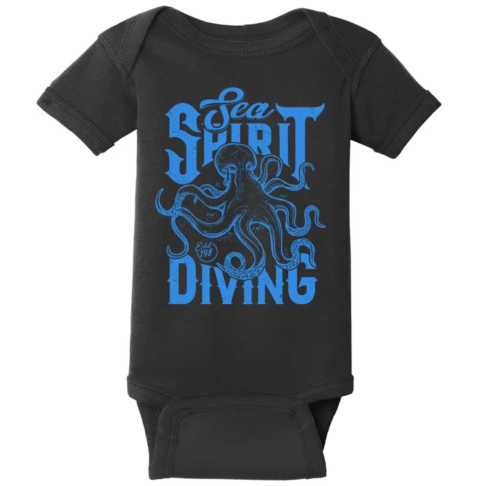 Sea Spirit Diving Funny Fishing Poster Baby Bodysuit