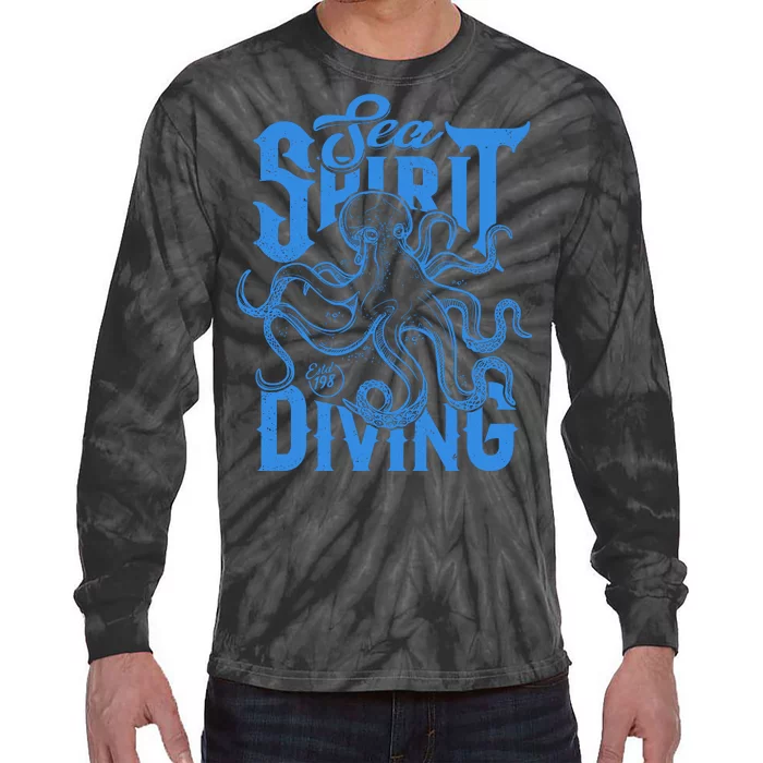 Sea Spirit Diving Funny Fishing Poster Tie-Dye Long Sleeve Shirt